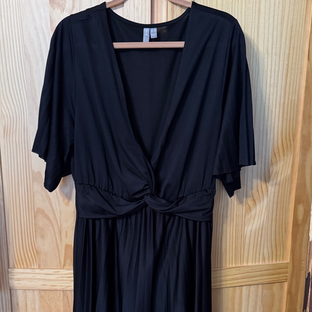 ASOS midi  Black Twist-Front Dress (US) 16